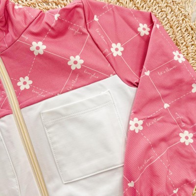 Conj. Jaqueta e Short Saia Florzinhas - Rosa e Branco